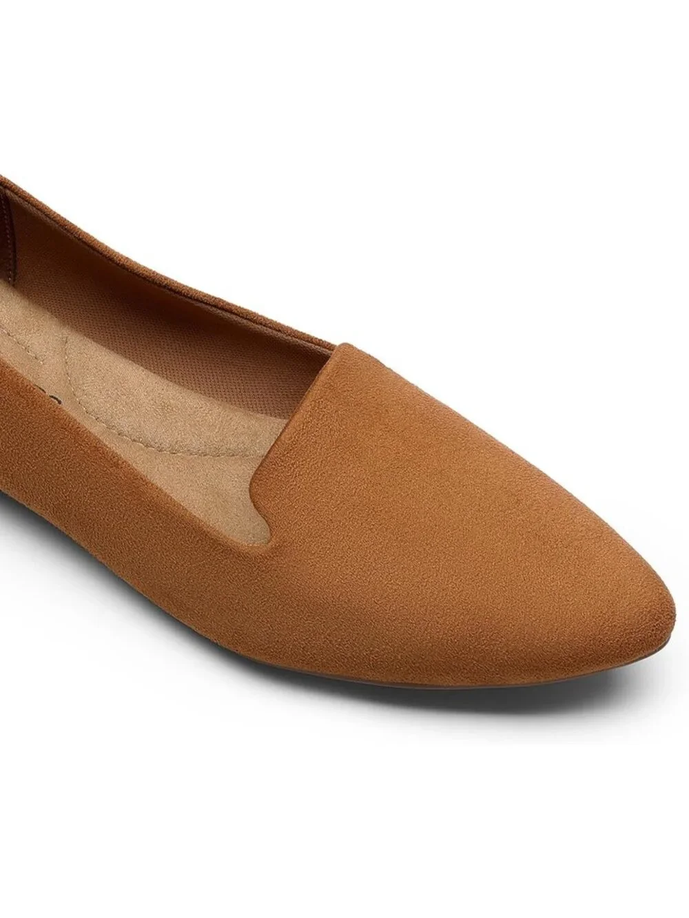 Women's Brown Faux Suede Chic pointed toe elegant casual loafer Dress Flat Shoes